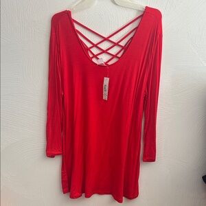 No Boundaries Red Crisscross Back Women's Top